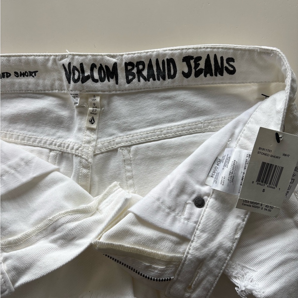 Volcom White Ripped Jean Shorts - Picture 3 of 4